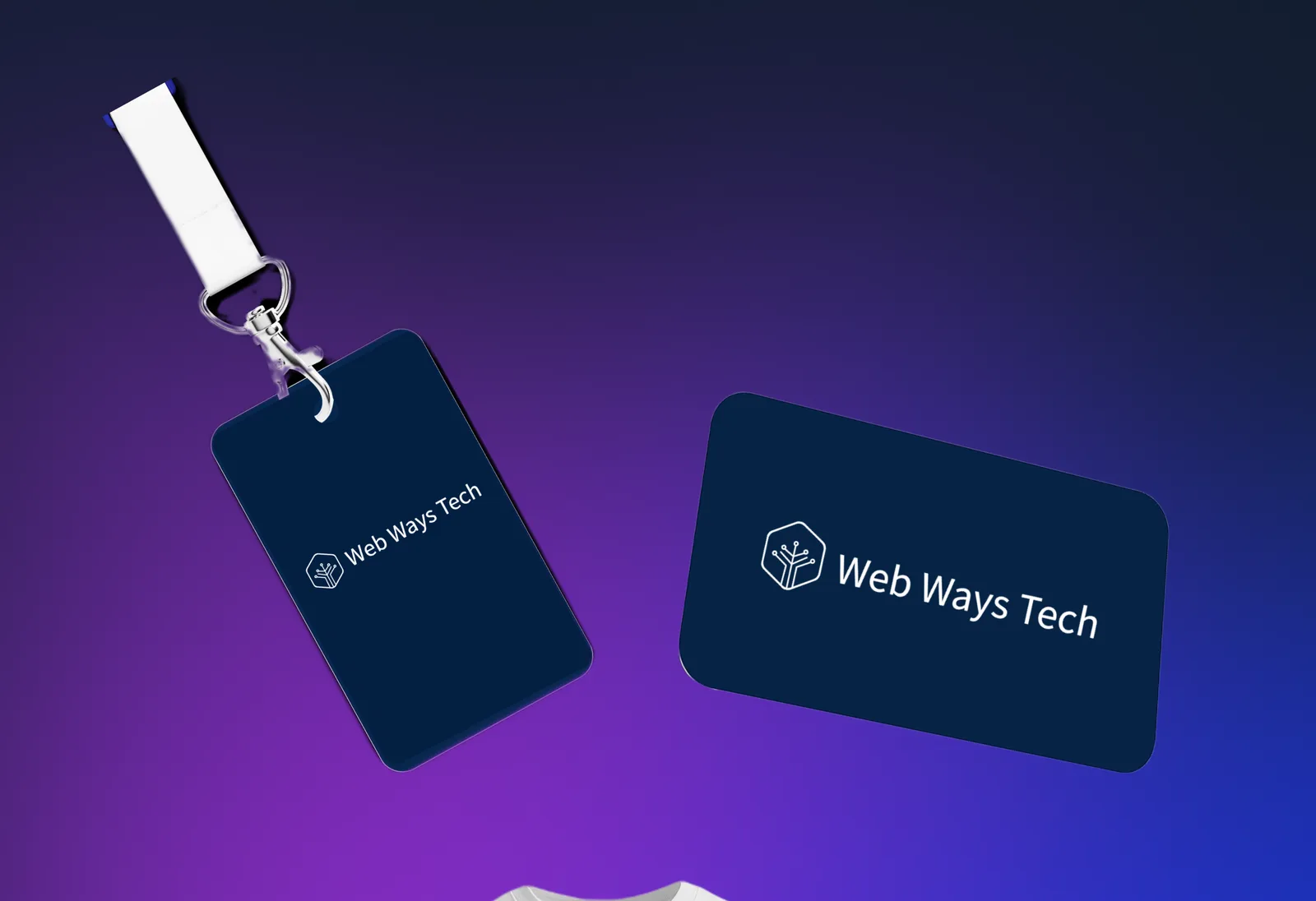 Мокапы Web Ways Tech: бейдж на ленте и визитка